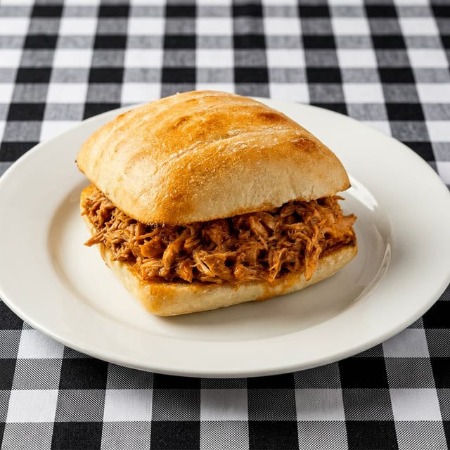 Slow Smoked Pulled Pork Sandwich.