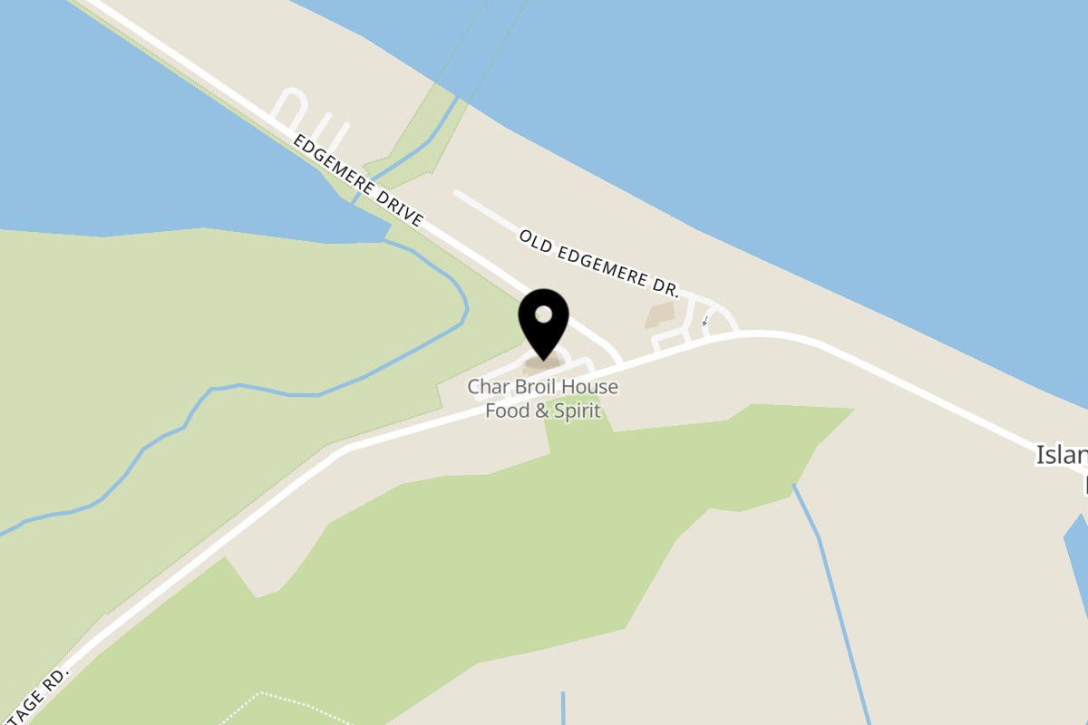 Map showing the location of The Original Charbroil House on 1395 Island Cottage Rd in Rochester